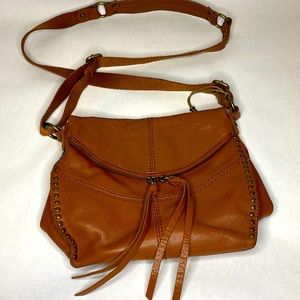 The Sak brown leather crossbody satchel
